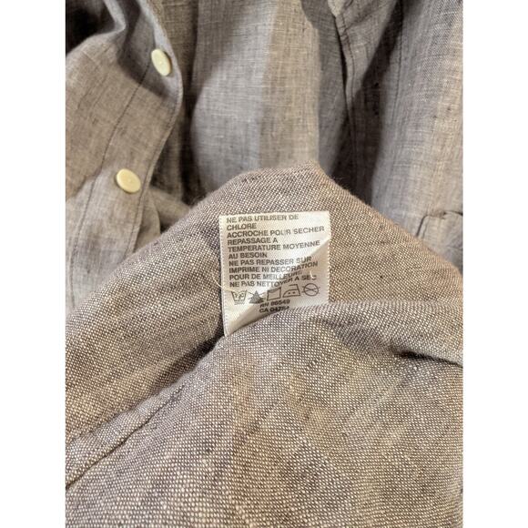 Tommy Bahama Relax Men's 100% Linen Gray/Brown Button Down Shirt - Size L - Picture 8 of 10